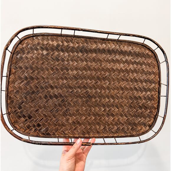 Dark Woven Wicker‎ Rattan Serving Tray - Picture 1 of 4